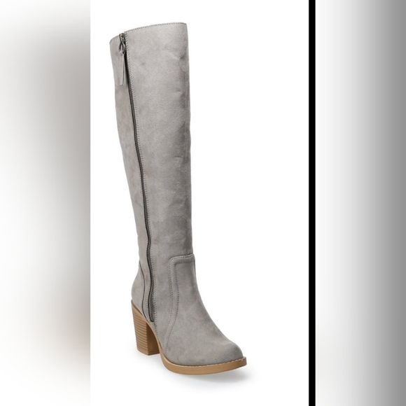 SO Okapi Taupe Grayish Heeled Boots Over The Knee - Picture 2 of 8
